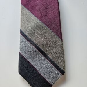 Vintage Oscar de la Renta Silk Tie 80s/90s Color Block Burgundy Gray Black
